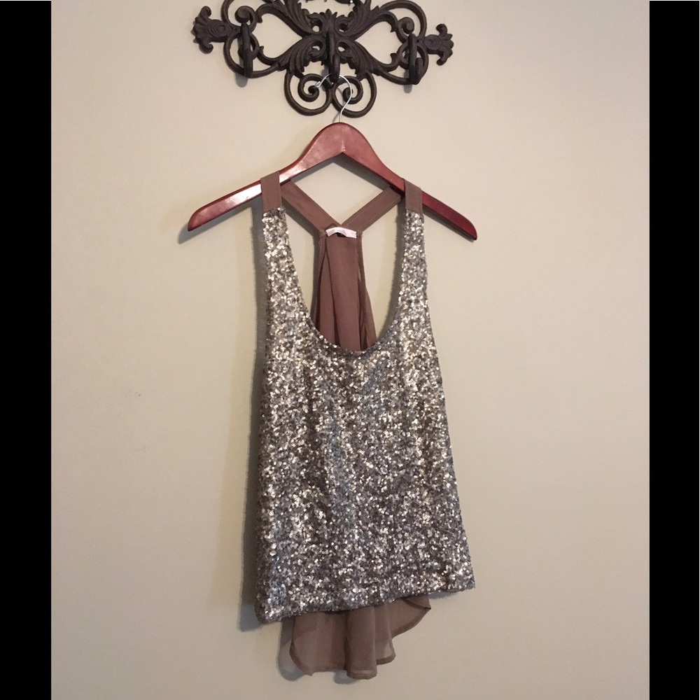 Sequined Crop Tank Top