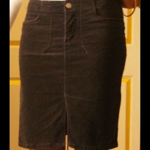 Black Velvet Pencil Skirt w/ Pockets