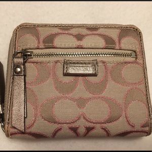 ❤️ Coach Signature Zip Wallet Pink Optic Poppy ❤️