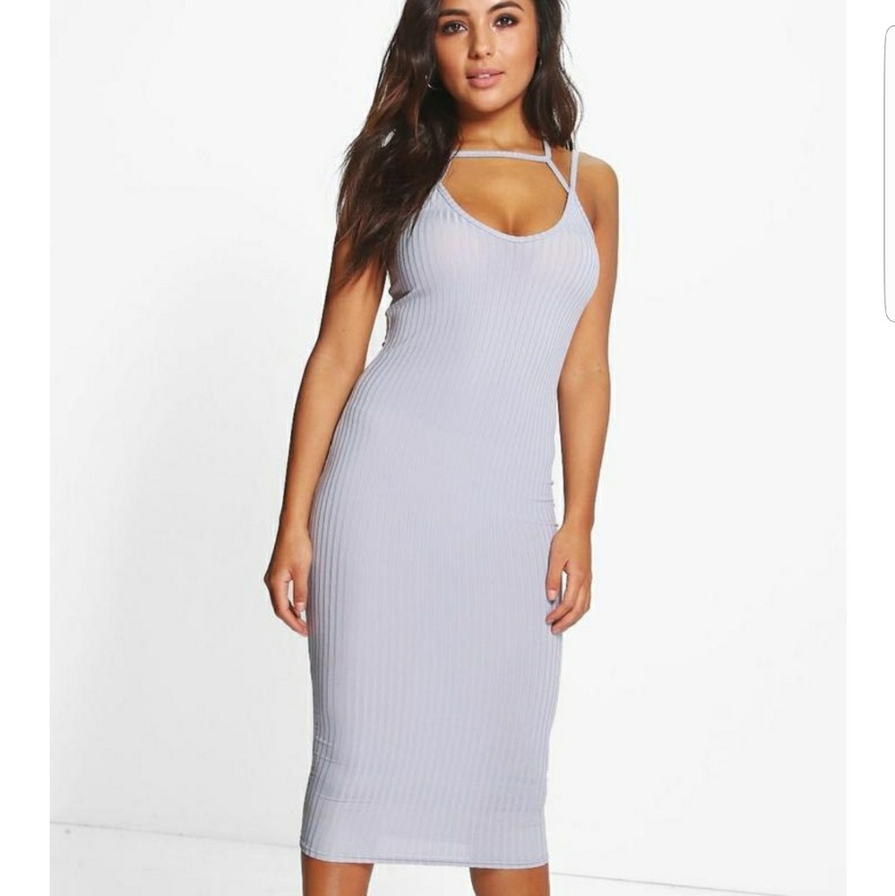 Boohoo grey strappy dress