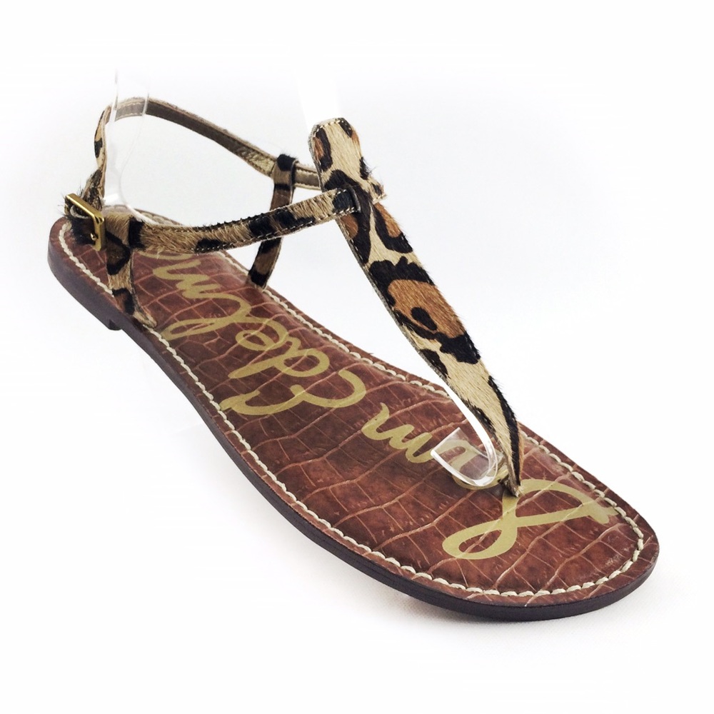 Sam Edelman Gigi Leopard & Gold Thong Strap Sandal