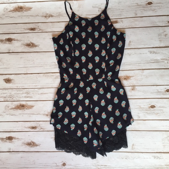 Navy & Mint Spaghetti Strap Romper - Picture 4 of 8