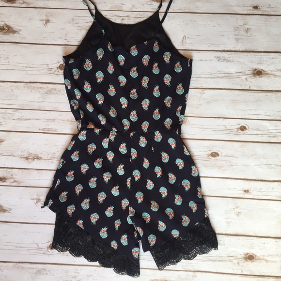 Navy & Mint Spaghetti Strap Romper - Picture 6 of 8