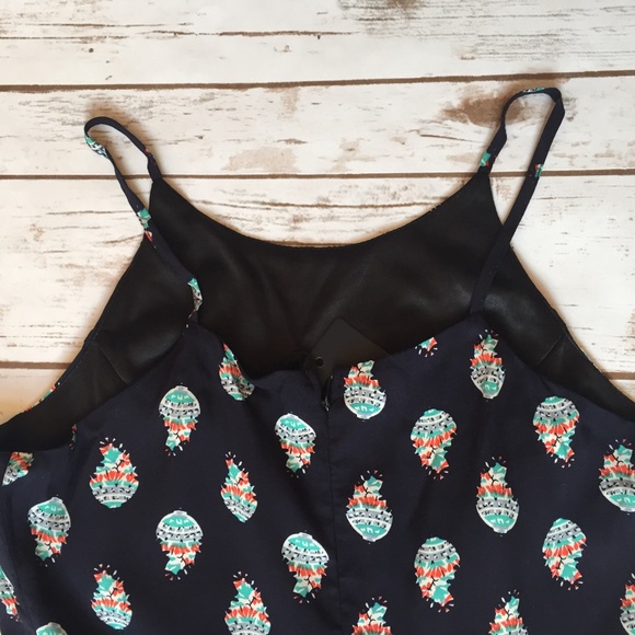 Navy & Mint Spaghetti Strap Romper - Picture 7 of 8