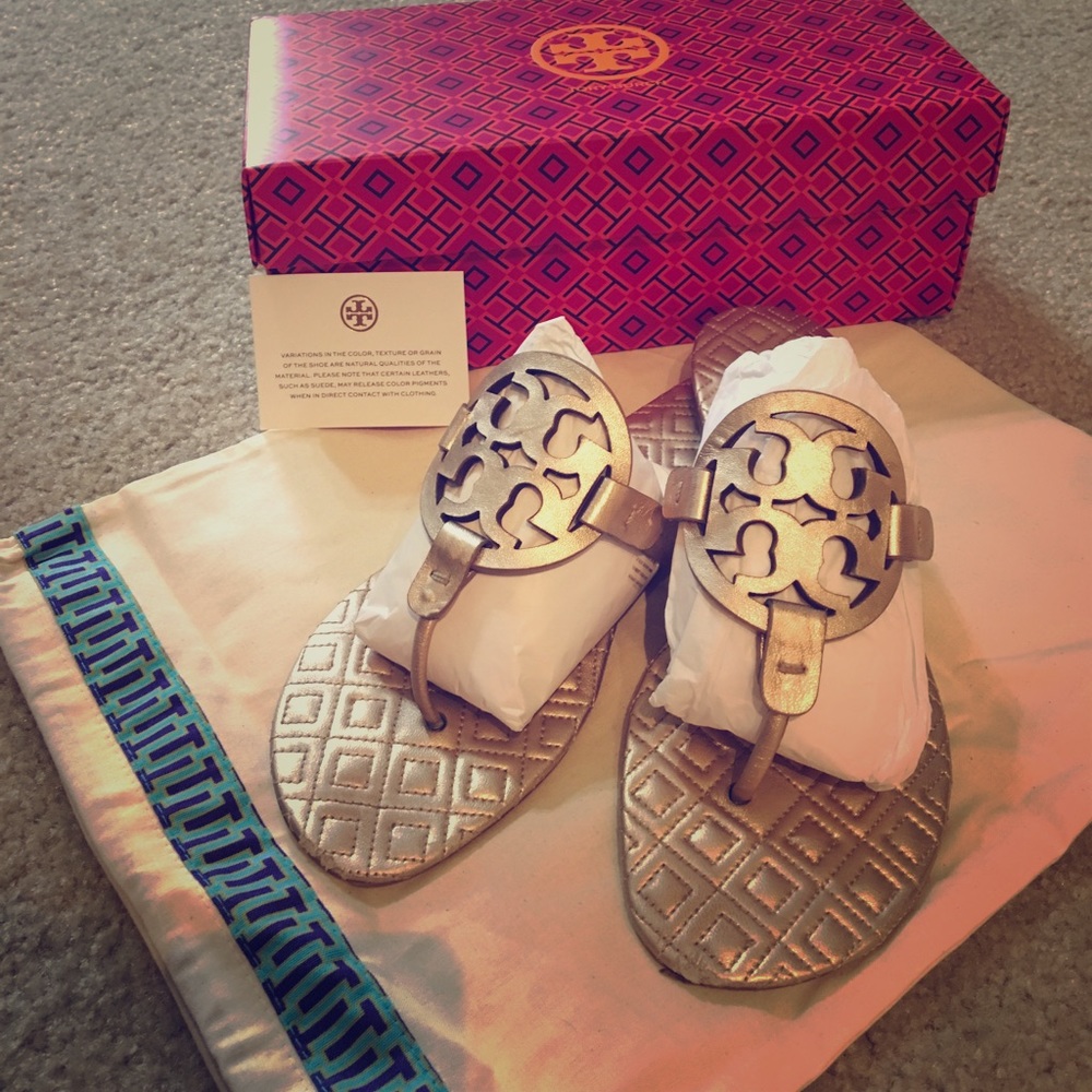 Tory Burch Rose Gold Miller Sandal Sz 10