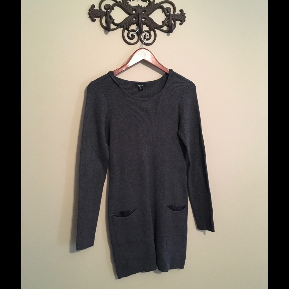 Sweater Dress with Leather Pockets