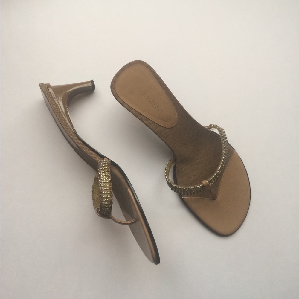 Nine West Rhinestone High Heel Thong Sandal • 8