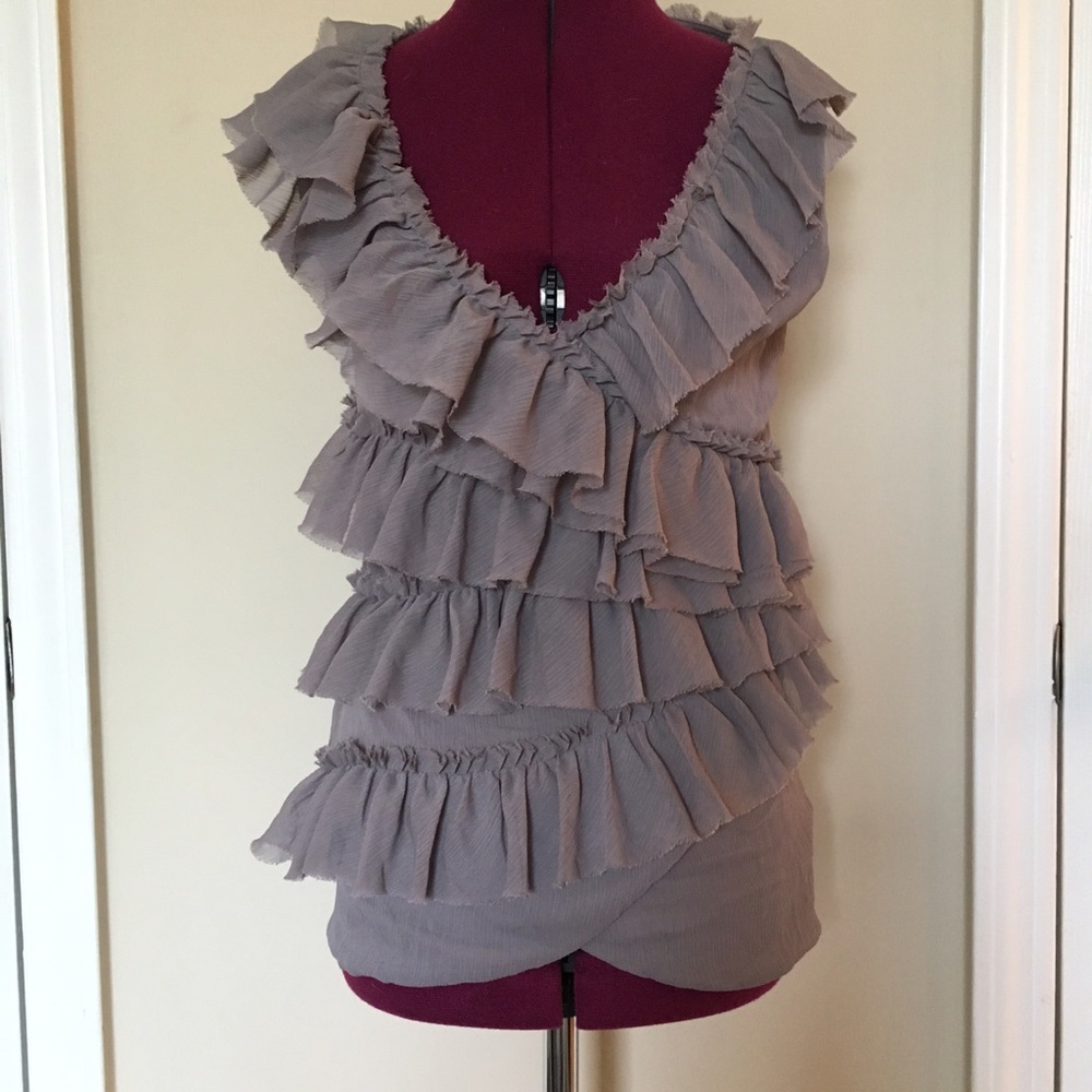Anthropologie Ruffle Embellished Sleeveless Shirt