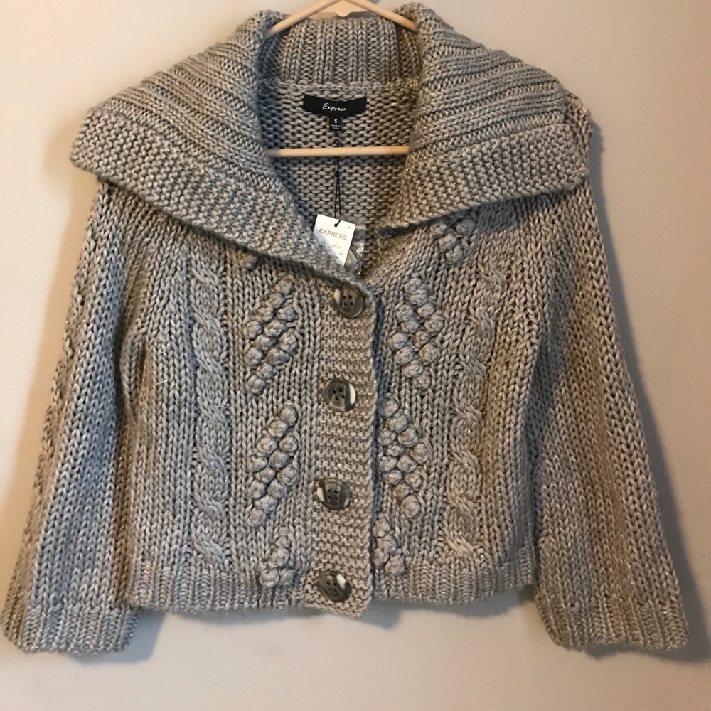 Express. Gray sparkle button up.