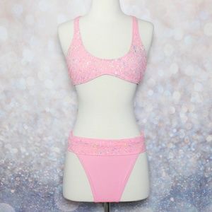 Gotcha 80s/90s Pink Paint Splatter Bikini Swimsuit