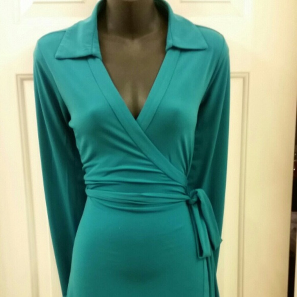 Calvin Klein Teal Wrap Dress