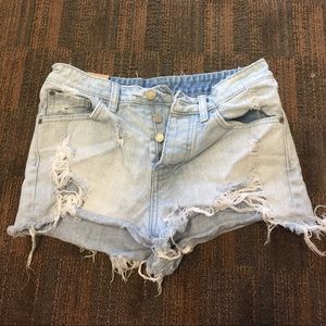 high waisted distressed jean shorts