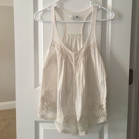 American Eagle white lacy tank top - Picture 1 of 2