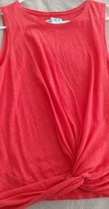 Salmon pink knot crop top