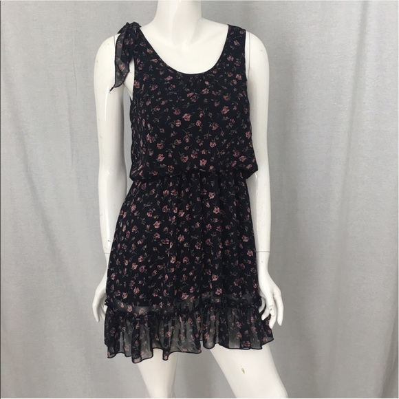 Blue Bird Dresses & Skirts - 🍂Small Blue Bird Sheer Floral Ruffle Tunic Dress