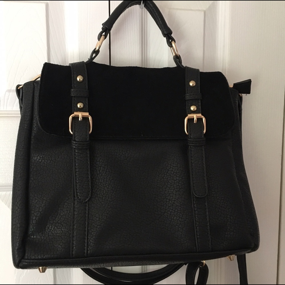 🆕Leather & Suede Foldover Messenger Purse Bag