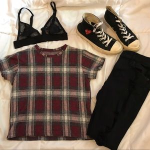 Plaid Brandy Melville cropped shirt