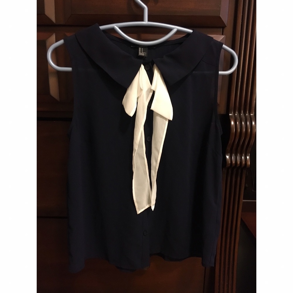 Forever 21 Navy Blue Bow Top