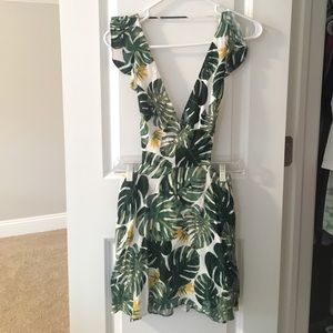 Boutique tropical print open back dress