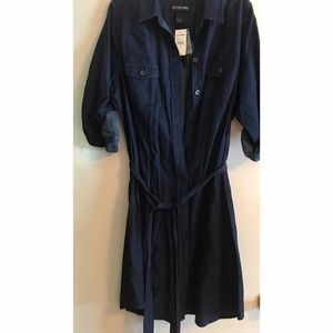 Lane Bryant blue jean dress with belt 3/4 sleeve