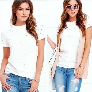 Lulu's Distressed White Tee