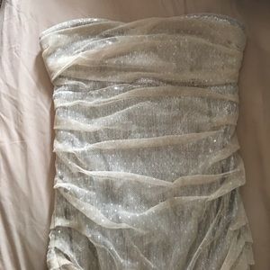 Nude sequin halter dress