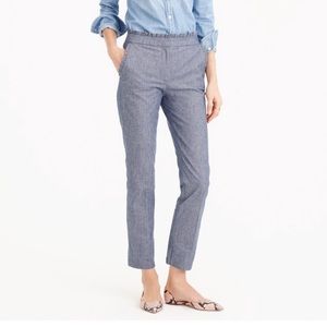 J Crew Cropped Chambray Ruffle Pant