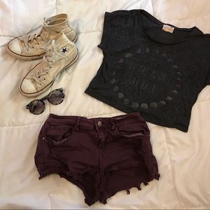 Maroon Bullhead low rise shorts