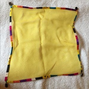 Yellow scarf with multi colored edging