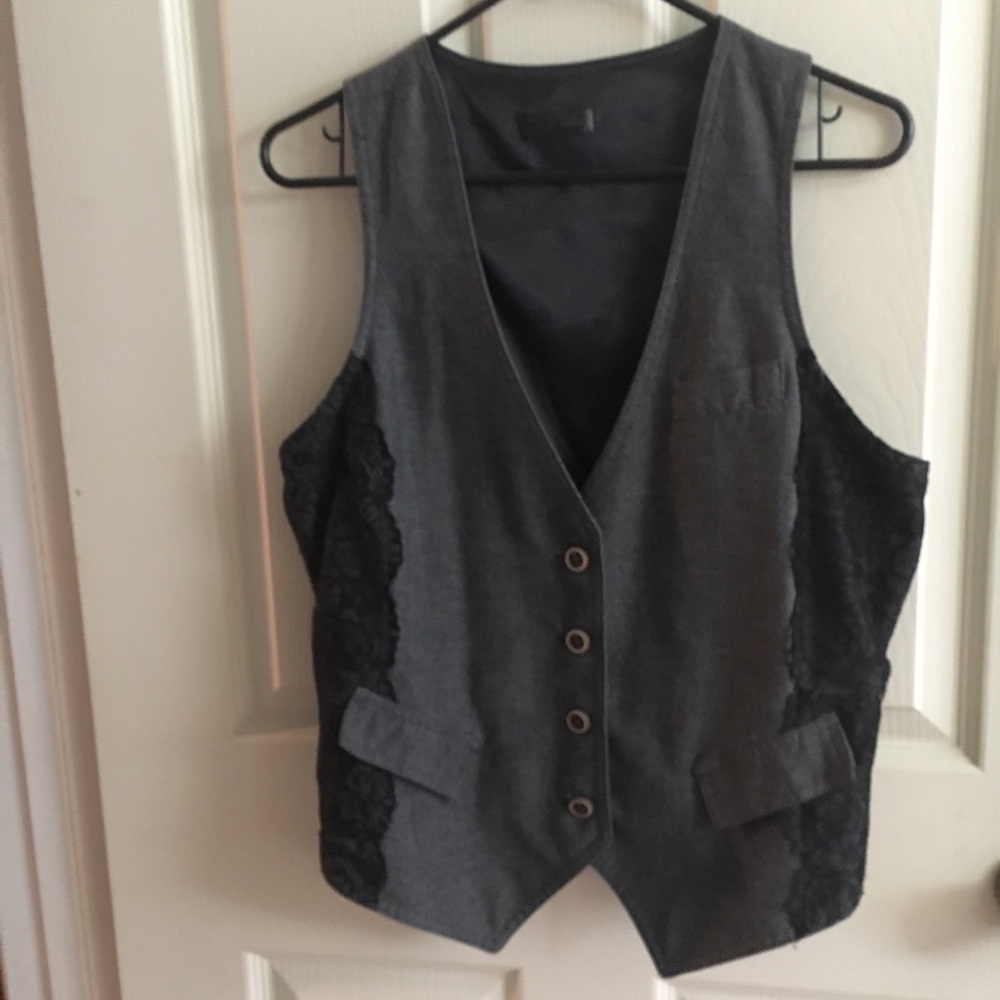 Black & Gray Lace Vest