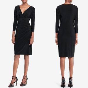 Lauren Ralph Lauren black jersey surplice dress