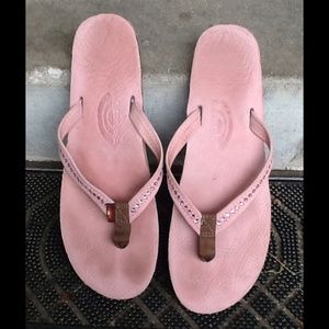 Pink Rainbow Flip Flops with Pink Crystals: Large