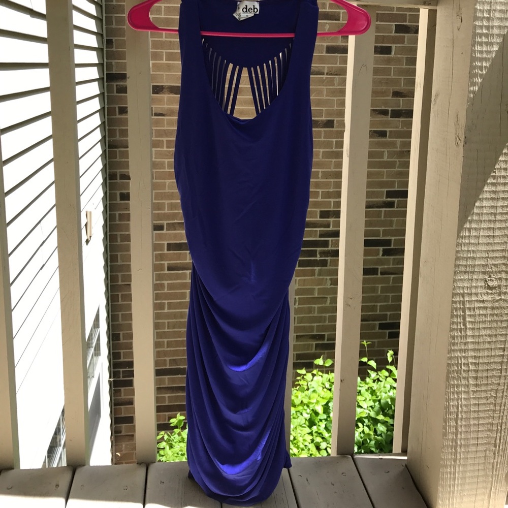 Open back blue dress