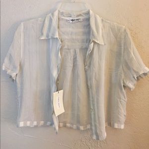 Armani sheer short sleeve top blouse off white