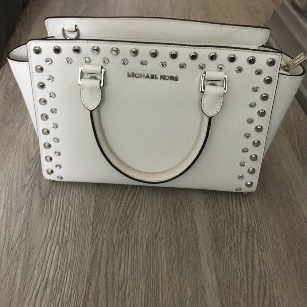 Michael Kors white studded handbag