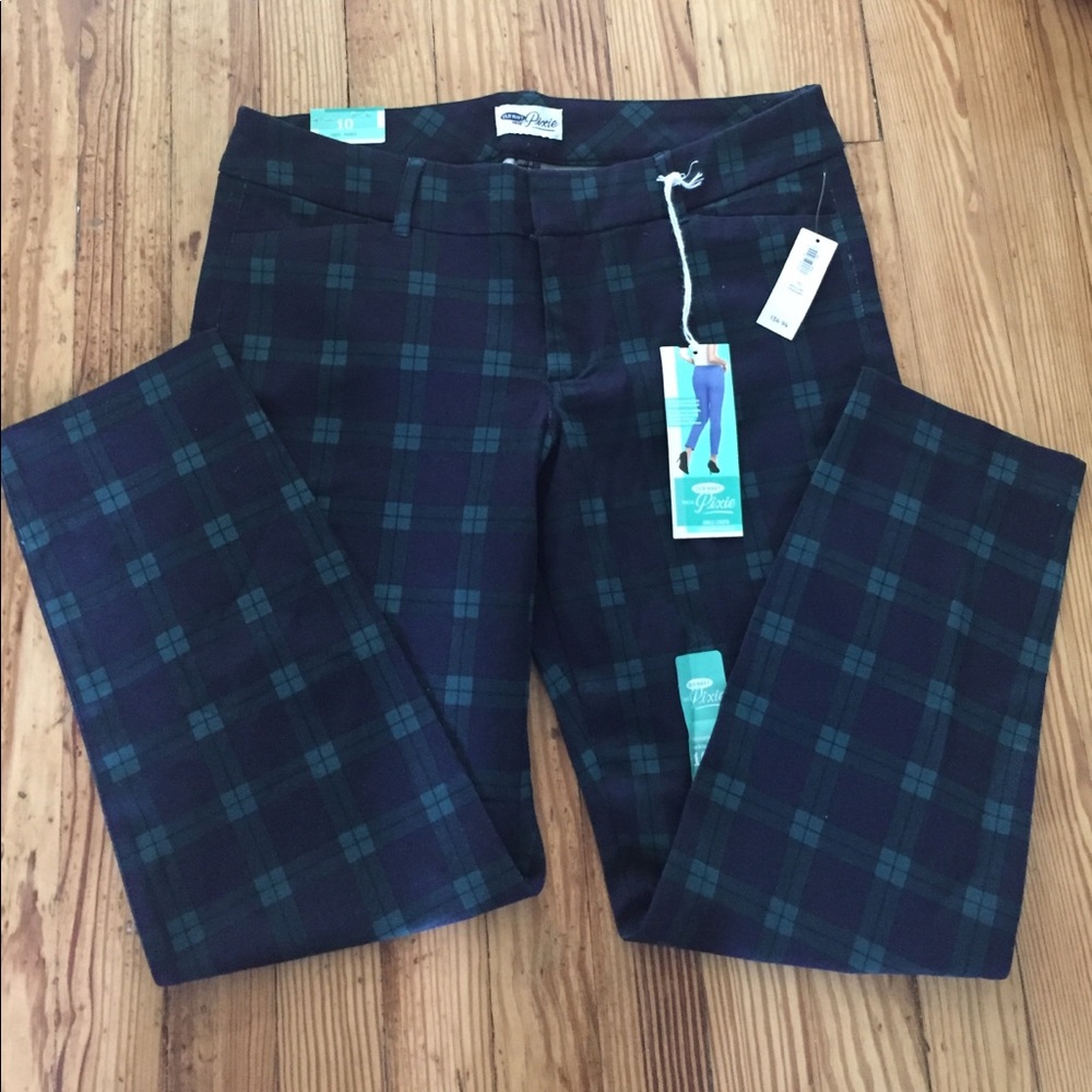 Navy & Green Plaid Pixie Pants