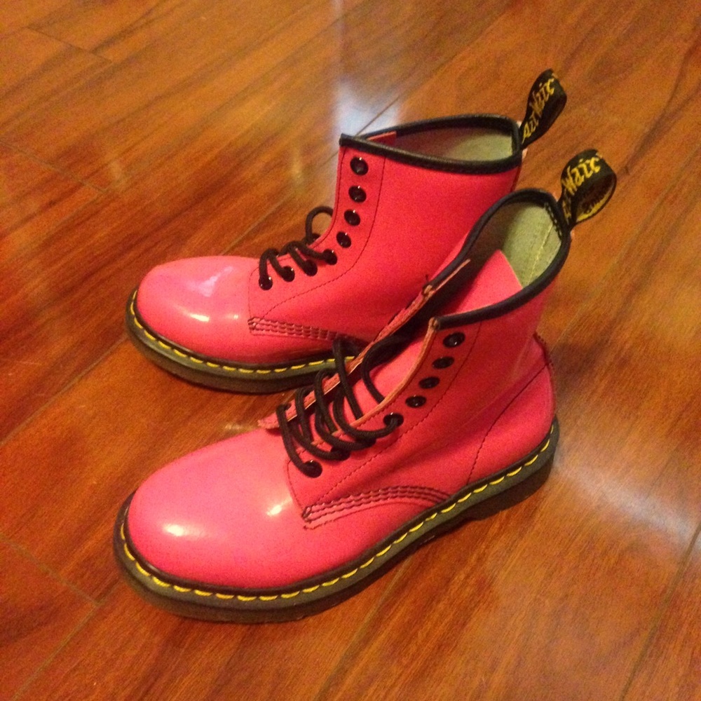 Dr. Martens Patent Hot Pink Boots - Size 6