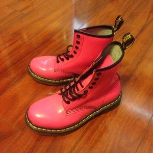 Dr. Martens Patent Hot Pink Boots - Size 6