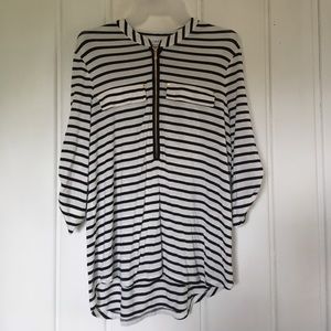 Calvin Klein stripped mid-sleeve shirt.