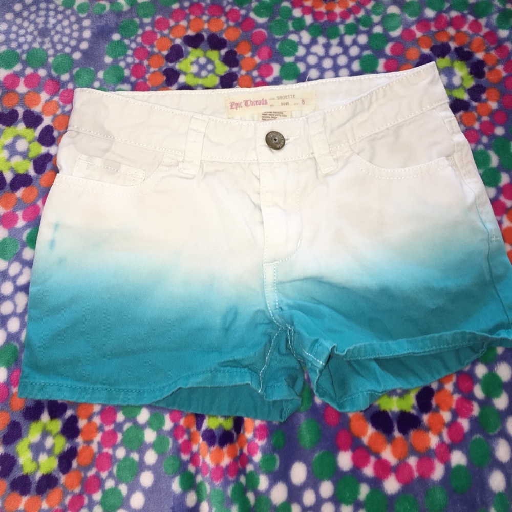White to blue shorts