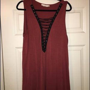 Lace up tank shirt dress - never worn