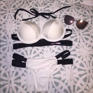 White and black bathing suit set