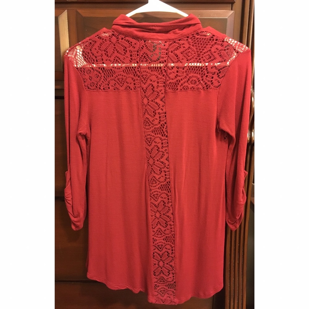 Red Button Down Top - Picture 2 of 2