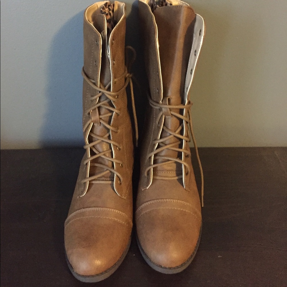 brown combat boots