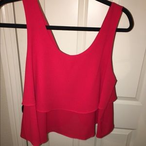 Red open back shirt