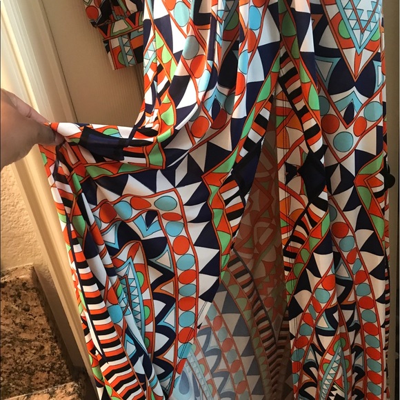 Long multi-color dress with split - Picture 2 of 2