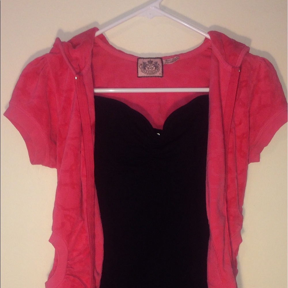 Juicy couture pink zip up short sleeve sweat shirt