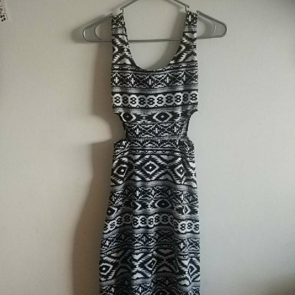 Tribal High Low Cutout Skater Dress