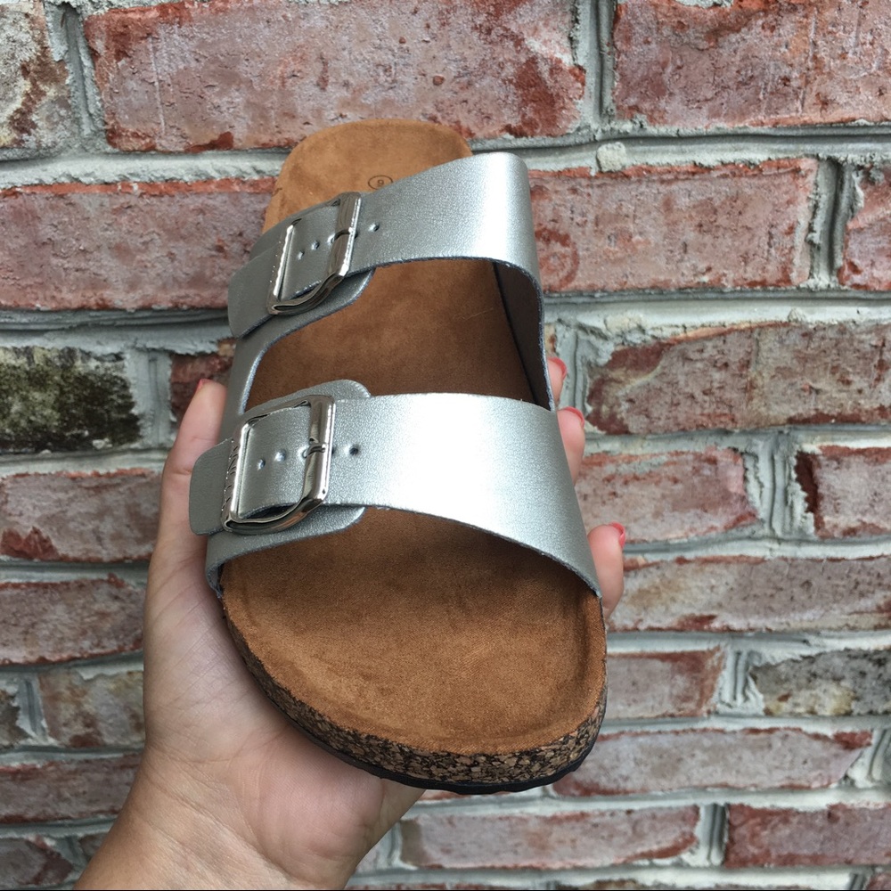 Metallic Silver Strappy Sandals - Picture 3 of 6