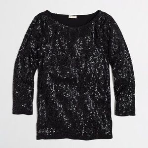 J. Crew Three Quarter Draped Sequin Tee